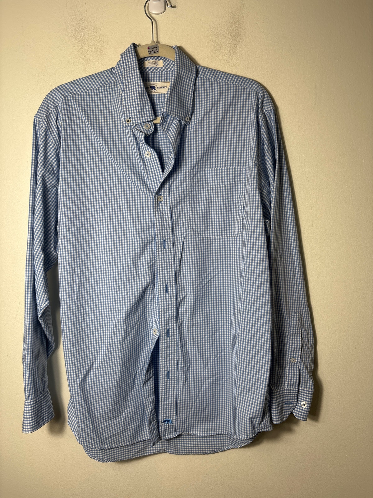 Men's Onward Reserve Blue White Check Long Sleeve Button Down Shirt Sz M